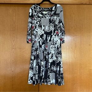 Tango Mango Abstract Pattern ¾ Sleeve Scoop Neck Bubble Dress Size Medium